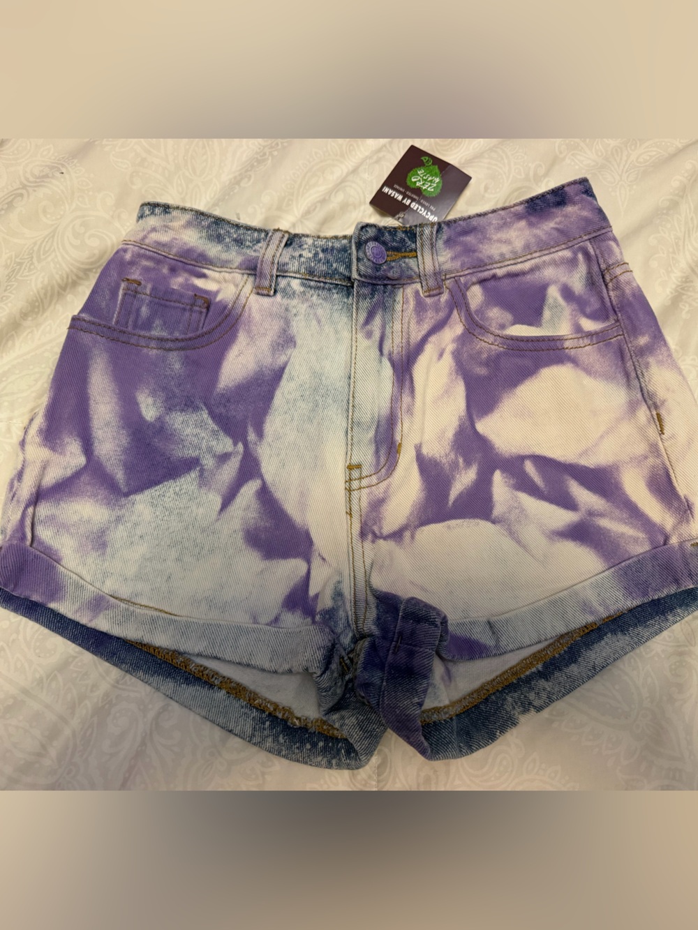 Women’s John Galt Purple Tie-Dye Denim Shorts